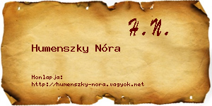 Humenszky Nóra névjegykártya
